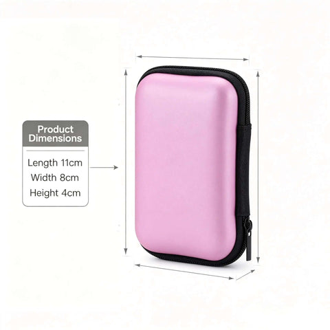 Dope Pink Eva Electronics Organizer Case For Ccd Camera Travel Purse Featuring Internal Cable Stash Plus Shockproof Dust Resistant Shell dimensions shown.