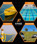 Yellow 3/8 Inch Beefy Heavy Duty Polypropylene Rope 1200 Feet For Outdoor And Marine Use shown in boats, pools, fencing, utility.