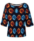 Women Casual Tee With Stretchy Comfort Loose Fit Ice Fire Dragons Print Boat Neck Short Sleeve Top For Everyday Wear