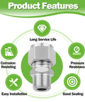 Stainless steel 304 compression adapter with 3/4 in OD to 3/4 in NPT male threads, front view; pack of 2.