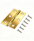 12 Packs Gold Stainless Steel Butt Hinges 2.15 Inch For Cabinets And Doors With Matching Screws, shown close-up