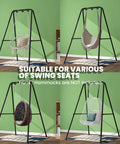 Built To Last Heavy Duty Hammock Chair Stand With A Type Frame For Maximum Stability And A 300 Lbs Load, displayed with swing chairs