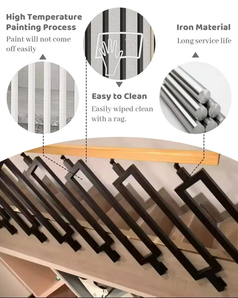Rock Solid Adjustable Angle Stair Railing Bracket For Balusters And Spindles With Hella Tough Steel Build, black iron material.