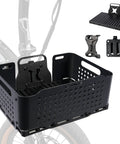 Ultimate Universal Front Cargo Rack For E Bikes With Head Tube Mount And 33 Lbs Capacity Plus Four Heavy Duty Straps, black aluminum basket.