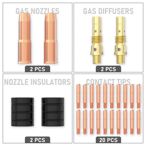 Pro Grade MIG Welding Gun Kit 0.035 Inch Tip Nozzle Diffuser Adapter For Lincoln Magnum 200 To 250 And Tweco Two MIG Guns Parts