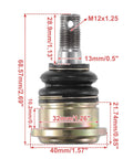 Left Right Ball Joint Kit M12x1.25 for 125cc 200cc 250cc Quad Dirt Bike ATV with dimensions marked