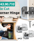 Two Piece Adjustable Pie Cut Corner Cabinet Hinge With Heavy Duty Nickel Plating And Quick Height Tuning For Smoother Door Swing and Truly Hassle Free Diy Cabinet Repairs with screws and installation.