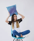 Woman holding pillow with Watercolor Sublimation Transfer Paper 12x12 Inches For Blank T Shirts Cups Coasters Mugs 8 Pieces Set.