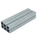 Heavy Duty Galvanized Steel Staples 3/8 Inch Leg For Hammer Tacker Compatible With Arrow T50 Upholstery Insulation Wiring 1000 Count Box stacked in neat rows.
