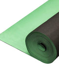 Heavy Duty Silent Vapor Barrier Underlayment For Vinyl Flooring 1.2mm Thick, black roll with green layer exposed for floor prep.