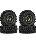 Brass Beadlock Wheel Set With Black Coating And S5 1.0 Crawler Tires For Axial SCX24 AX24 TRX4M FCX24 Upgrades 1/24 1/18 RC Crawlers