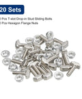 20 sets M6 T Slot Nuts And Bolts Set For 3030 Aluminum Extrusion with hex flange nuts and 20mm screw length