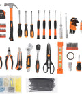 All In One Home Repair Tool Kit With Plastic Toolbox Case For DIY Projects, 247 Piece General Household Hand Tools Set displayed