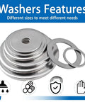 260 Piece Stainless Steel Flat Washer Set With Fender Washers M3 To M20 0.5mm Thick Assortment Gaskets For Bolts And Screws Industrial DIY Kit For Home Workshop And General Hardware Projects, stainless steel flat washers