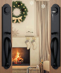 Matte Black Double Door Handle Set with Keyed and Dummy Latches, Zinc Alloy Durable Finish, festive interior display
