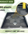 Plastic Molds For Concrete Patio Paving Slabs Chestnut Color Pathmaker Do It Yourself Paver Molds For Walkways Reusable Big Stone Tile Mold For Step Stones Backyard Landscaping showing ABS plastic 3mm thickness and size 50x50x5 cm with detailed close-up and measurement.