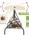 All Weather Outdoor Porch Swing With Stand And Adjustable Canopy Converts To Bed 2 In 1 Convertible Patio Swing Side View
