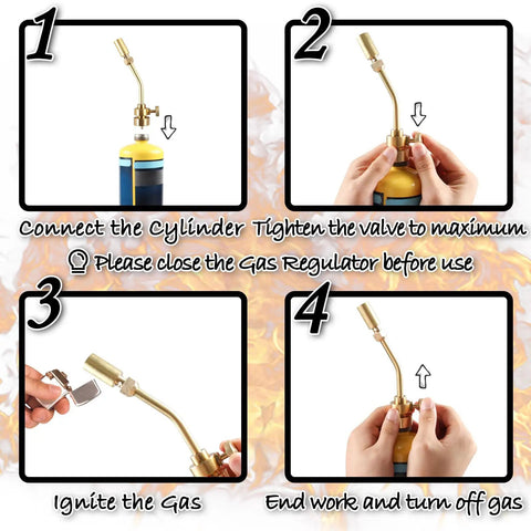 Propane Torch Head With Manual Start Brass Nozzle For Soldering, Welding, Brazing, Thawing And Cooking, Torch Only, Pro Grade Ignite, Easy Flame Adjustment, Durable Brass Construction For Home Diy Projects
