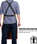 Back view of Leather Welding Apron With 6 Pockets, Heat And Flame Resistant Heavy Duty Cowhide Shield, 24 x 42 Inches Full Coverage