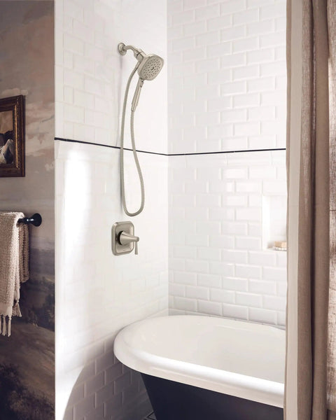Sleek Spot Resist Brushed Nickel Single Handle Walk In Shower System With Snap Magnet Handheld Rain Combo And Built In Valve For A Slick Daily Refresh Routine