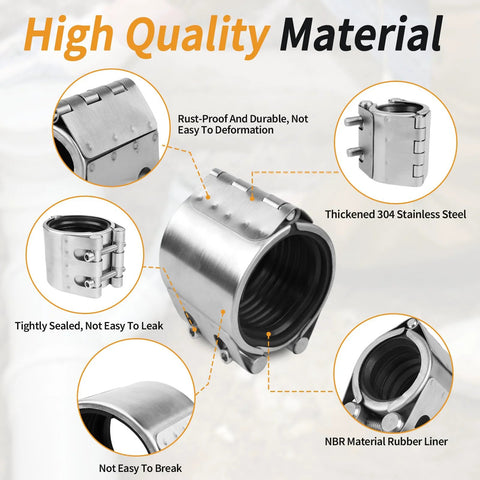 High-quality 304 stainless steel pipe repair clamp 26-29mm with durable design and NBR rubber liner for leak prevention.