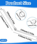 Dimensions of 10 Pack Stainless Steel Spring Clips For Recessed Light Fixtures With Torsion Mechanism, showing lengths.
