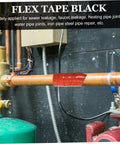 Red waterproof sealant tape wrapped around pipe, visible as Waterproof Sealant Tape 1.5 Inch Flexible Rubberized Repair Tape For Pipes And Buckets Heavy Duty Leak Stopper For Outdoor Use And Home Repairs Go To Flexible Water Leak Sealing Wrap You Can Rely On