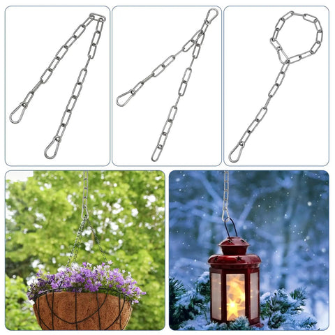 Stainless Steel Gate Chain Lock 20 Inch Heavy Duty Outdoor Fence Security for gates camping and pet protection weather resistant durable with two spring hooks