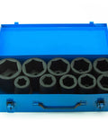 One Inch Drive Deep Impact Socket Set For SAE Fasteners CrV 6 Point High Torque Sockets From Seven Eighths Inch To Two Inches Ten Piece Set