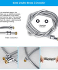 Heavy Duty All Metal Shower Hose 90 Inch Stainless Steel Brass Fittings Chrome with washers and connectors
