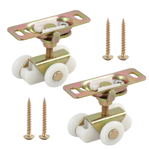 Swap Out Those Dragging Doors Today With Heavy Duty Sliding Door Rollers, Gold 3/4 Inch Pocket Door Wheels Replacement Kit For Rv And Closet Bypass Doors, 2 Piece Quick Fix.