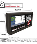 3 Axis DRO LCD Screen Digital Readout for Milling Machine, 7 Inch Display, dimensions labeled, with nine-pin output signals.