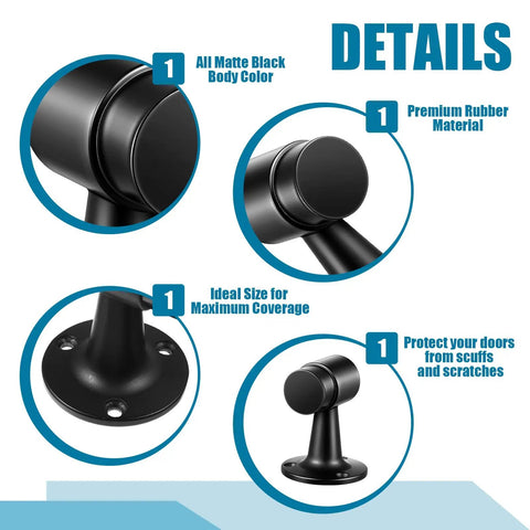 12 Pack Heavy Duty Floor Mounted Door Stop 3 Inch Aluminum Commercial Grade Door Stopper With Rubber Bumper And Stainless Steel Screws Black Finish details