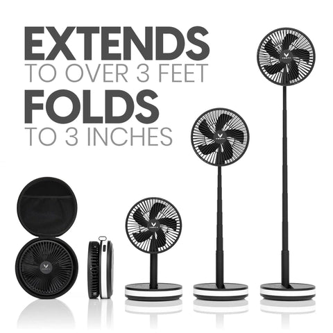 All In One Portable Battery Powered Fan For Travel And Camping With Four Speed Modes Remote And Carry Case USB C Power Bank