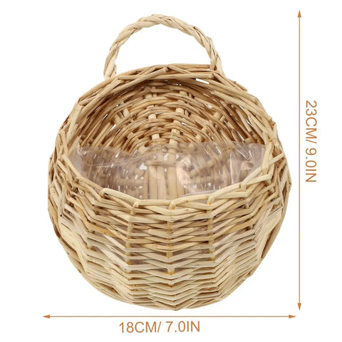 Premium Woven Wicker Hanging Basket Set Of Two Nine Inch Wall Planter With Built In Drainage Guard For Zero Mess Indoors Out And Total Patio Life Flex Upgrade
