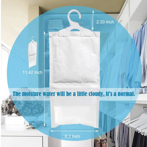 Hanging bag 6 Pack Moisture Absorber And Odor Eliminator Hanging Bags For Closets, Charcoal Activated Carbon Dehumidifier With Calcium Chloride.