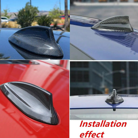 Black Real Carbon Fiber Antenna Cap Cover For BMW F30 F22 F32 F36 F80 F82 M3 M4 2013-2018 Direct Stick On installation