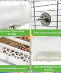 Two Piece No Mess Automatic Bird Feeder For Pet Cages detailed view with transparent seed reservoir and removable drawer design.