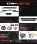 Mazda Engine Timing Chain Kit With VVT Sprocket For DOHC L4 2.3L parts layout including timing chain guides and sprockets.