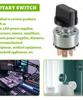 Four Position Three Speed Rotary Switch With Knob And Terminals For Fan Or Heater Control 12A 250V 16A 125V