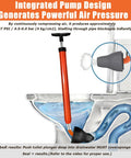Heavy Duty High Pressure Toilet Plunger Kit With Curved Brush And Comfort Grip Gloves, All In One Drain Clog Buster in action.