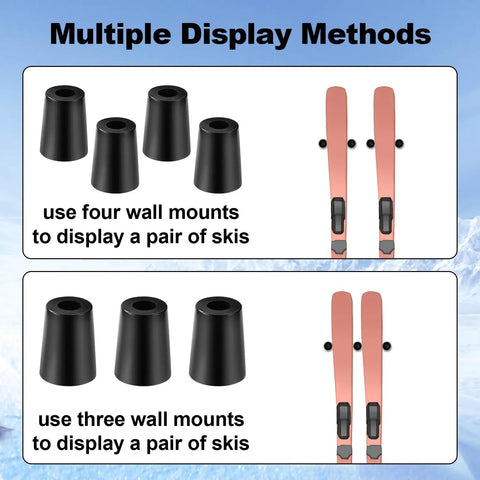 Rock Solid Vertical Ski Hangers And Snowboard Wall Mount Rack Set With Screws And Anchors Premium Black Storage Brackets for displaying skis