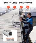 Removable 3 Step Aluminum Dock Ladder With Rubber Mat For Lake And Pool, Easy Mount Pontoon Boat Ladder For Marine Boarding, Heavy Duty 350 Lb Working Capacity, Sturdy Swim Ladder on dock