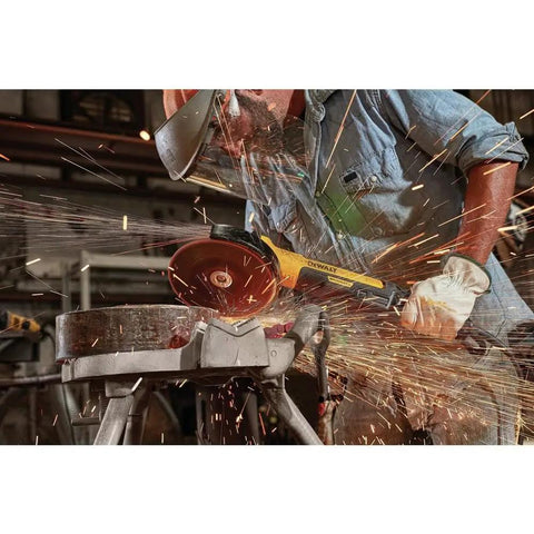 RAT Tail 7 Inch Angle Grinder With 13 Amp Brushless Motor No Brush Changes And Quick Stop Kickback Brake, sparks flying during use