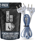 Elite Series Epee Body Cord Twin Core 3 Prong Clear Wire For Pro Training And Competition Ready Fencing 2 Pack with packaging