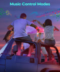 People enjoying music on a jeep with app-controlled car LED interior lights that sync to music