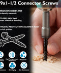 Image of Heavy Duty Galvanized Connector Screws For Joist Hangers In Bulk Size Nine By 1-1/2 Inch in use, showcasing anti-peeling and rust protection.