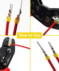 Ratcheting Wire Crimping Tool With Open Barrel Terminal Connectors For 20 To 14 AWG Pro Grade Crimping Pliers in use