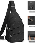 Black Crossbody Sling Bag For Men And Women, Lightweight Outdoor Travel Backpack with water-resistant and scratch-free features.