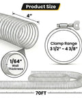 Heavy Duty Four Inch PVC Dust Collection Hose With Killer Suction Power And Reinforced Wire Spiral For Zero Drama Kink Free hookup, 70FT length.